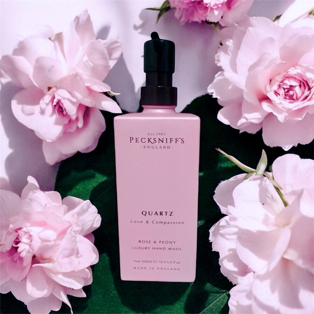 NEW Pecksniffs Quartz Rose & Peony Glass Bottle Liquid Hand Wash - 16.9 fl oz